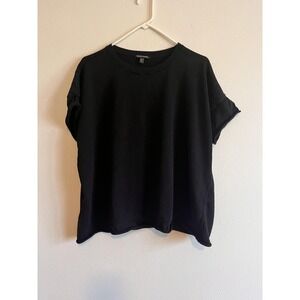 Eileen Fisher Sweater Womens XS/S Black Short Sleeve Knit Pullover Crewneck